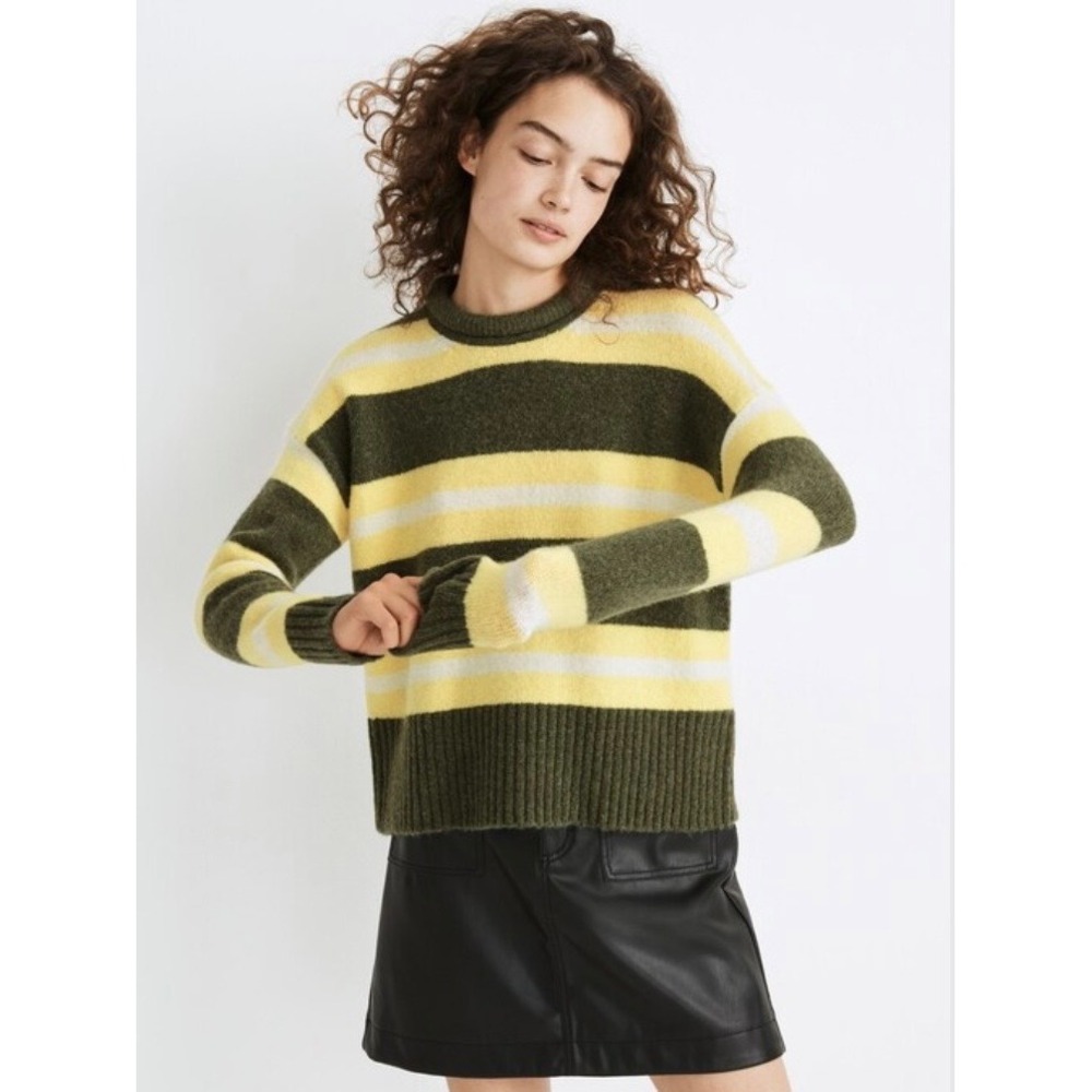 Madewell Fulton Striped Sweater XS Exc Alpaca Blend Roll Neck Eclectic Grandpa